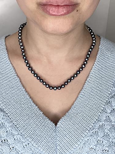 Lavari Jewelers Black Pearl Necklace in 925 Sterling Silver 36 Inches Long with Lobster Claw Clasps 6-7 mm Wide3