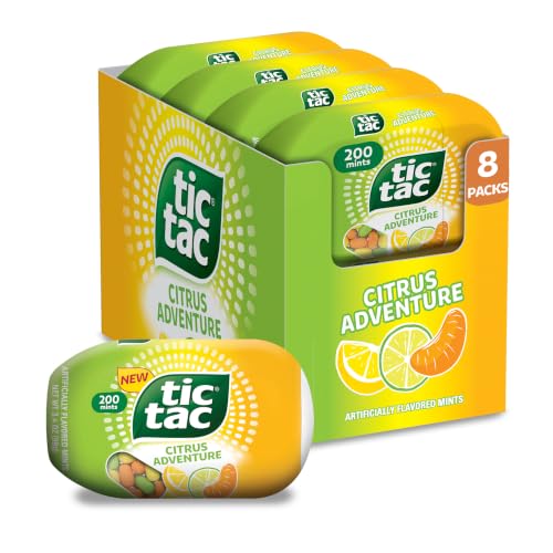 Tic Tac Citrus Adventure, On-the-Go Pocket-Sized Mints, 200 pieces, Bulk 8 Pack, 3.4 oz Each
