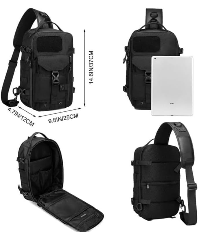 Anti Theft Tactical Sling Backpack, Outdoor Hiking Waterproof Crossbody Shoulder, Scratchproof and Waterproof (gray)2