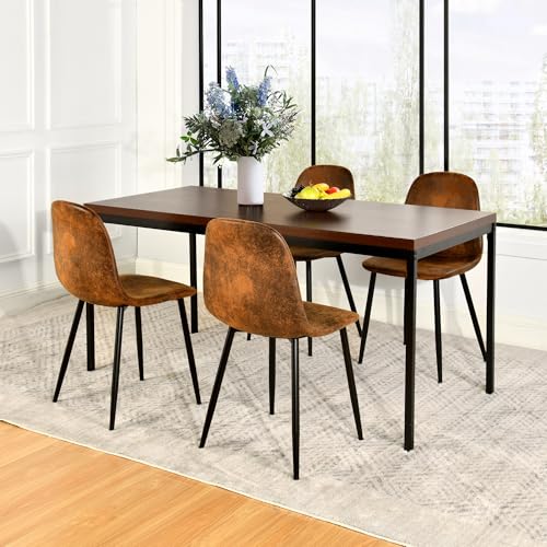 FurnitureR Moderna Mesa de conferencias de 120 x 70 cm, Elegante Tablero MDF y Estructura de Metal, Mesa de reuniones para 4 Personas