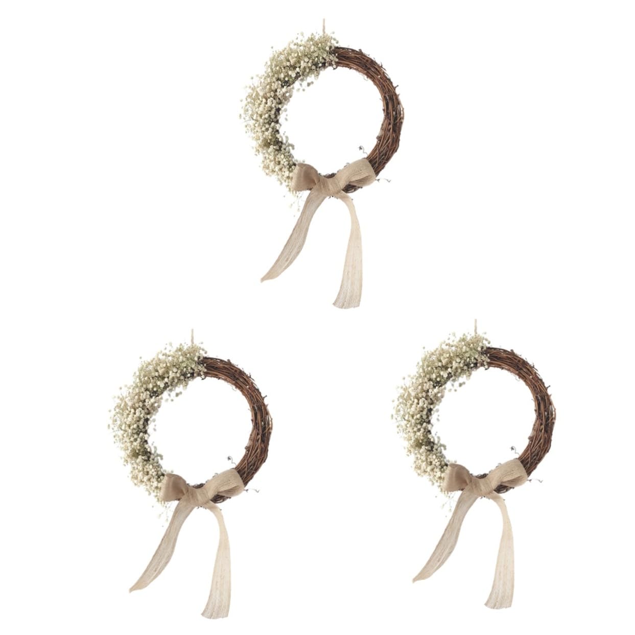 ABOOFAN 3piezas Guirnalda De Flores Secas De Gypsophila Rattan Decoración Floral para Bodas y De Accesorio para Puertas y Paredes