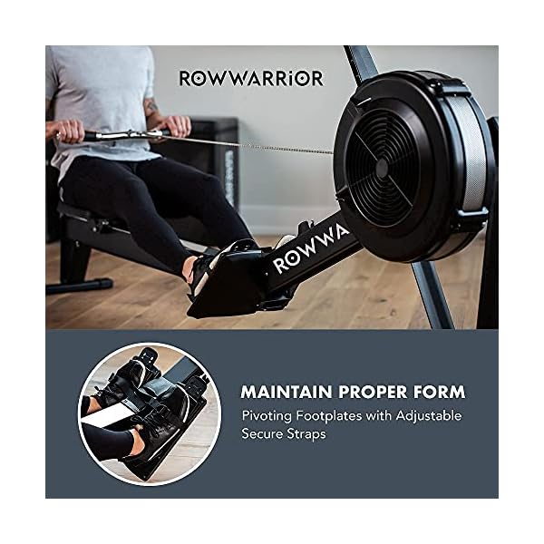 Row Warrior Air Rowing Machine | Foldable Gym-Quality Row Machine | 10- Damper Levels Cardio Machine for Full-Body Workout | Rowing Machine for Home Use with LED-Monitor | Rower Machine for Home Gym