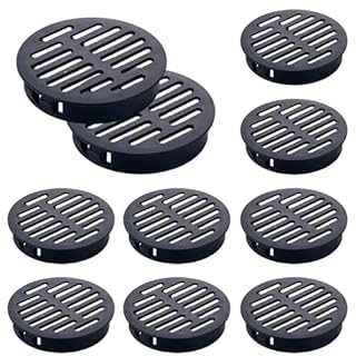 10-Pack 50mm (2in) Black Plastic Circular Soffit Vents – Ideal for Home, Office, Bathroom, Kitchen, and Cabinets