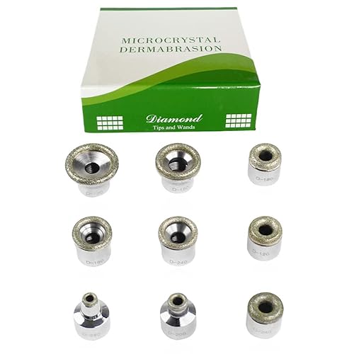 Cabezal de dermoabrasión de diamante, exfoliante de microdermoabrasión con cabeza de diamante, accesorios de repuesto para dermabrasión, 9 puntas