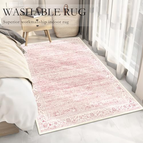 Tapete Rosa Brakki 3x5 Boho Lavable Ultrafino Suave miniatura 4