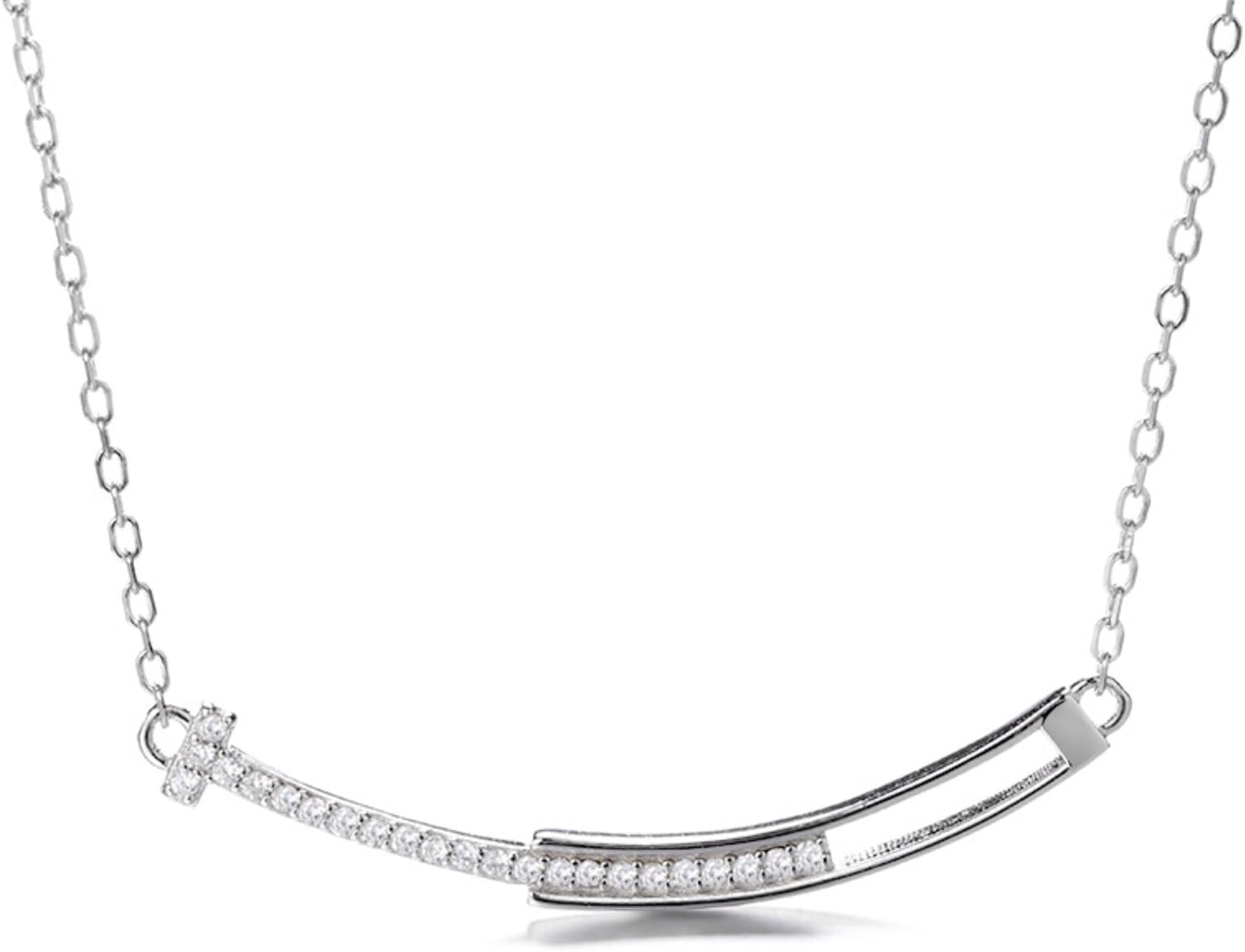14K Gold Plated Smile Bar Stylish Pendant with Brilliant Simulated Diamonds Adjustable Length Dainty Necklace for Women
