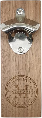 Abrebotellas magnético personalizado montado en la pared, abrebotellas de cerveza grabado personalizado con receptor de tapas, regalo perfecto Abrebotellas magnético personalizado montado en la pared, abrebotellas de cerveza grabado personalizado con receptor de tapas, regalo perfecto