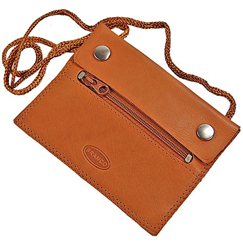 GoBago Branco kleiner Leder Brustbeutel Brusttasche Security Wallet super Flach (natur)