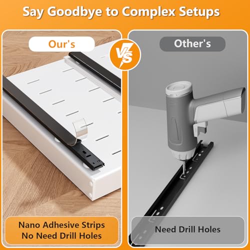 Tpinhesr Pull Out Cabinet Organizer 21 Inch Deep Heavy Duty Expandable(12.6"-19.7") Slide Out Drawers For Kitchen Cabinets With Adhesive 1 Pack Adjustable Roll Out Shelf Storage Organization For Pantry Bathroom thumb #3