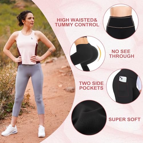 GROTEEN Leggings for Women with Pockets - High Waisted Tummy Control Yoga Pants for Running Workout4