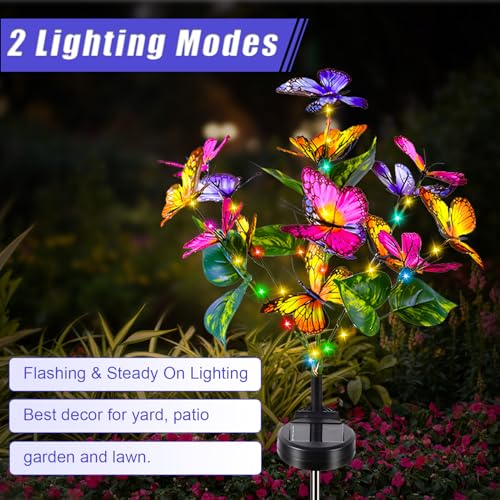 Butterfly Solar Lights, 2 Pack Outdoor Decoration, Women's Gifts with 2 Lighting Modes - Image 3