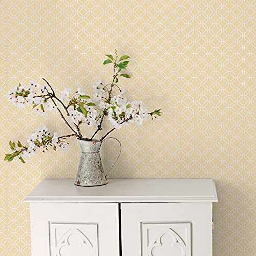 Galerie G78524 Secret Garden Trellis Negative Wallpaper, Yellow/White, 10m x 53cm - Image 2