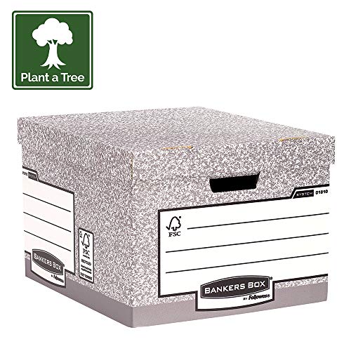Fellowes 01810-FFEU Bankers Box 01810-FF System Storage Box, Large - Grey, Pack of 10