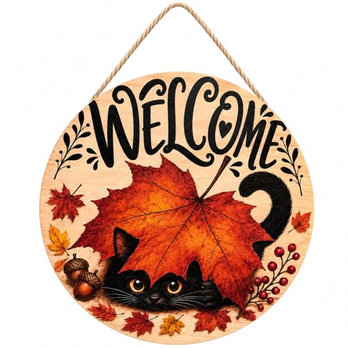 Image of Fall Decor - Autumn Welcome Sign for Front Door | Thanksgiving Decorations