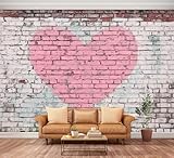 Wall Mural Peel and Stick Old Wall Heart Graffiti Valentines Day Large Wallpaper Self Adhesive Contact Paper Removable 3D Wall Sticker for Living Room Bedroom 94'x132'