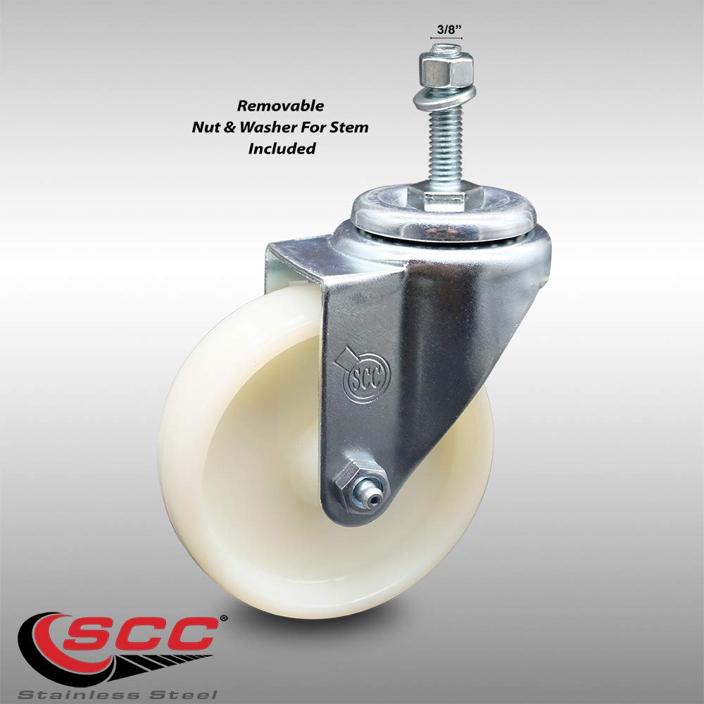 Stainless Steel Nylon Swivel Threaded Stem Caster w/4