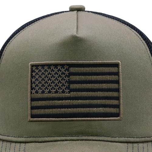Image of American Flag Trucker Hat for Men Women, Adjustable Snapback Mesh USA Flag Baseball Cap