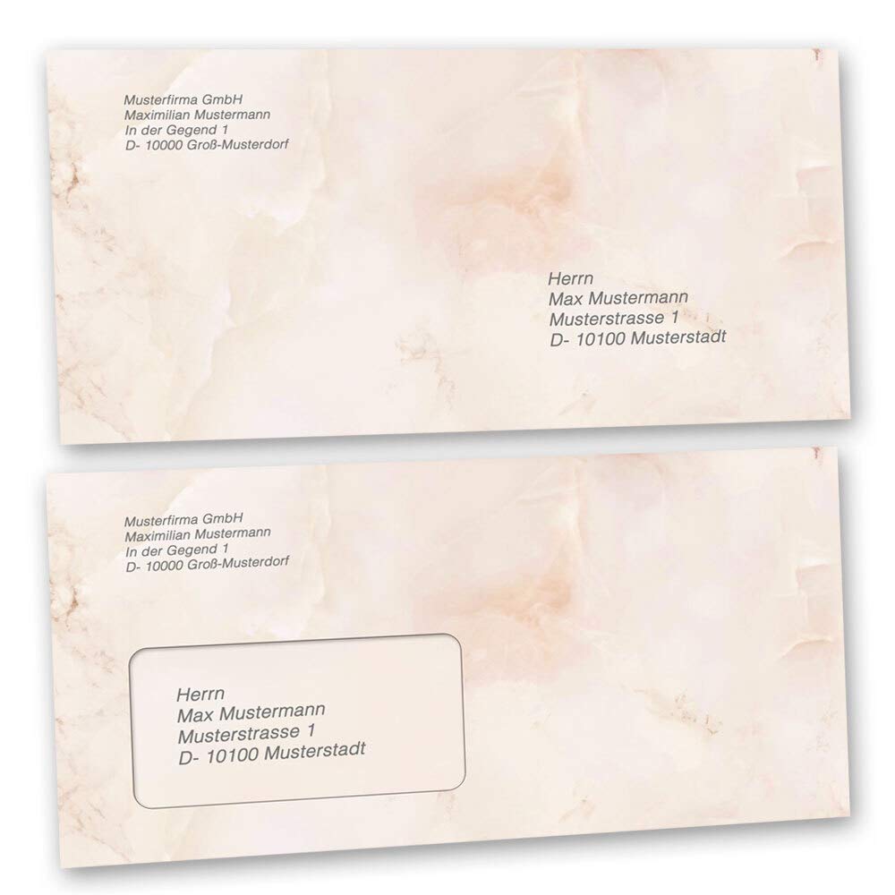 Briefumschläge Marmor Terracotta – DIN Lang (220x110 Mm), 10 Stück, Ohne Fenster