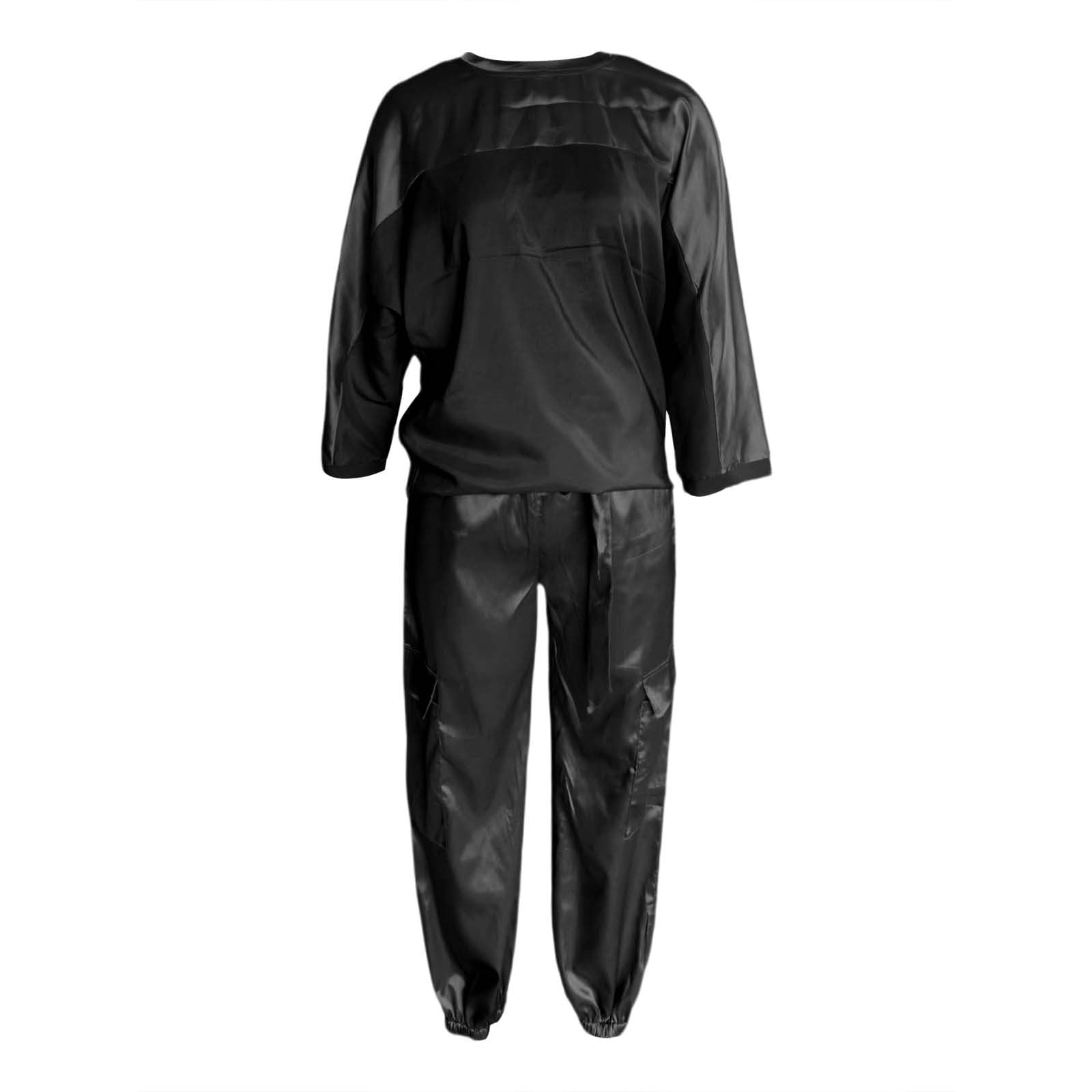Ensemble Haut et Pantalon en Satin Lisse pour Femme, Tenue décontractée en Satin 2 pièces, Jogging à Manches Courtes, Ensemble Femme Chic et Elegant, Ensemble Jogging Femme