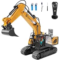 Remote Control Excavator for Boy 6 7 8 9 Years Old, 2.4 GHz Gravity Controlled Excavator Toys with Lights Sound, Rechargeable 11 CH RC Construction Vehicles Metal Shovel, Gifts for Kids 6-12 Year Old