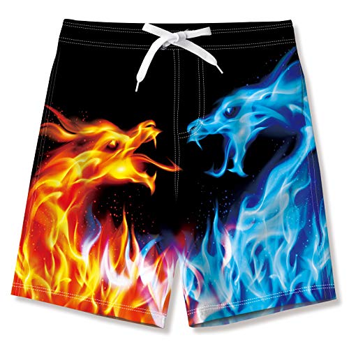 ALOOCA Calção de banho para meninos, secagem rápida, casual, short de surfe, cintura elástica, estam
