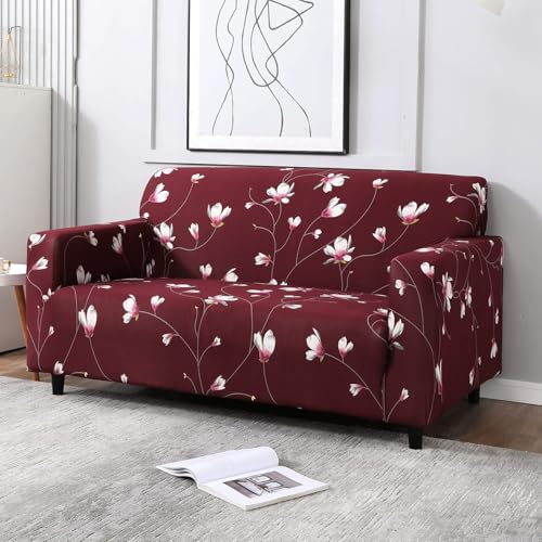 Image of HOKIPO 95% Polyester, 5% Spandex Stretchable Elastic Cover For Sofa 2 Seater (Ar-4094-D11, Red)