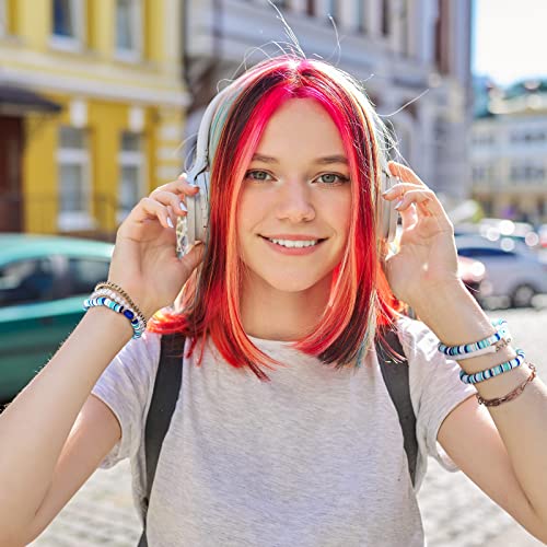 Yaomiao 28 Pcs 4 Set Heishi Surfer Bracelets Colorful Preppy Smile Evil Eye Beaded Stretch Bracelets Friendship Clay Stackable Boho Disc Y2k Summer Beach Aesthetic Jewelry Set for Women Party Gifts4