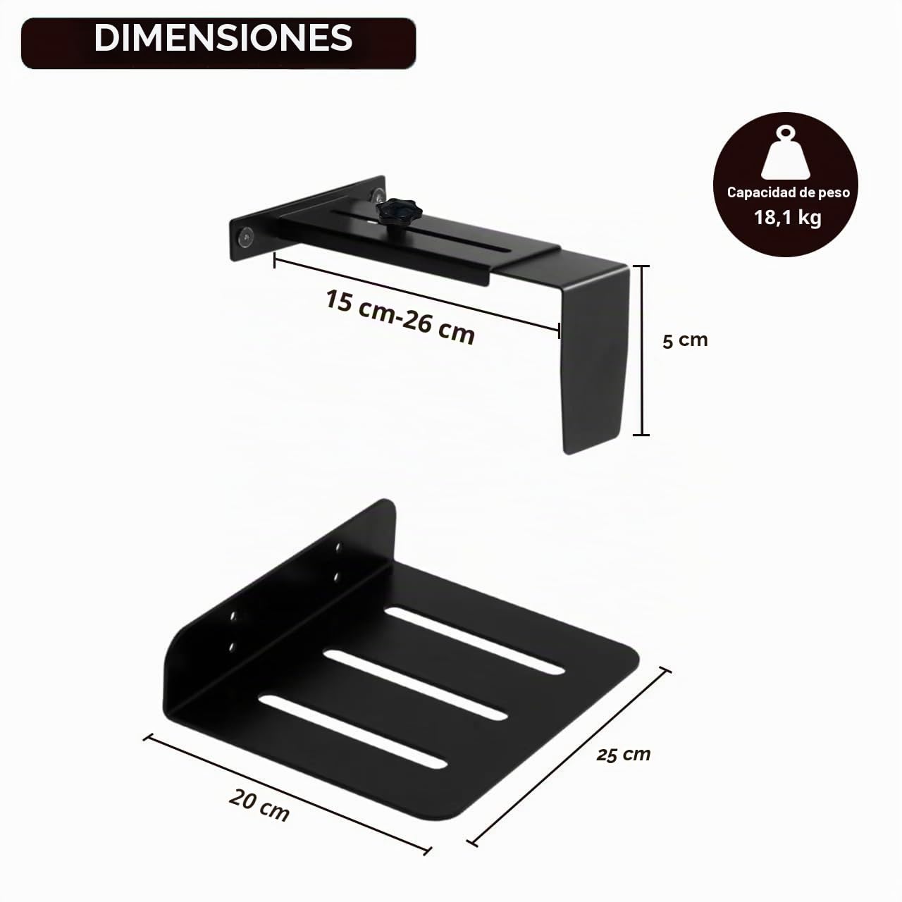Mihawk Soporte para PC bajo Escritorio, Ajustable sin Taladrar, Compatible con patas de mesas eléctricas de 80x50 mm, 18 kg (40 lb), Negro