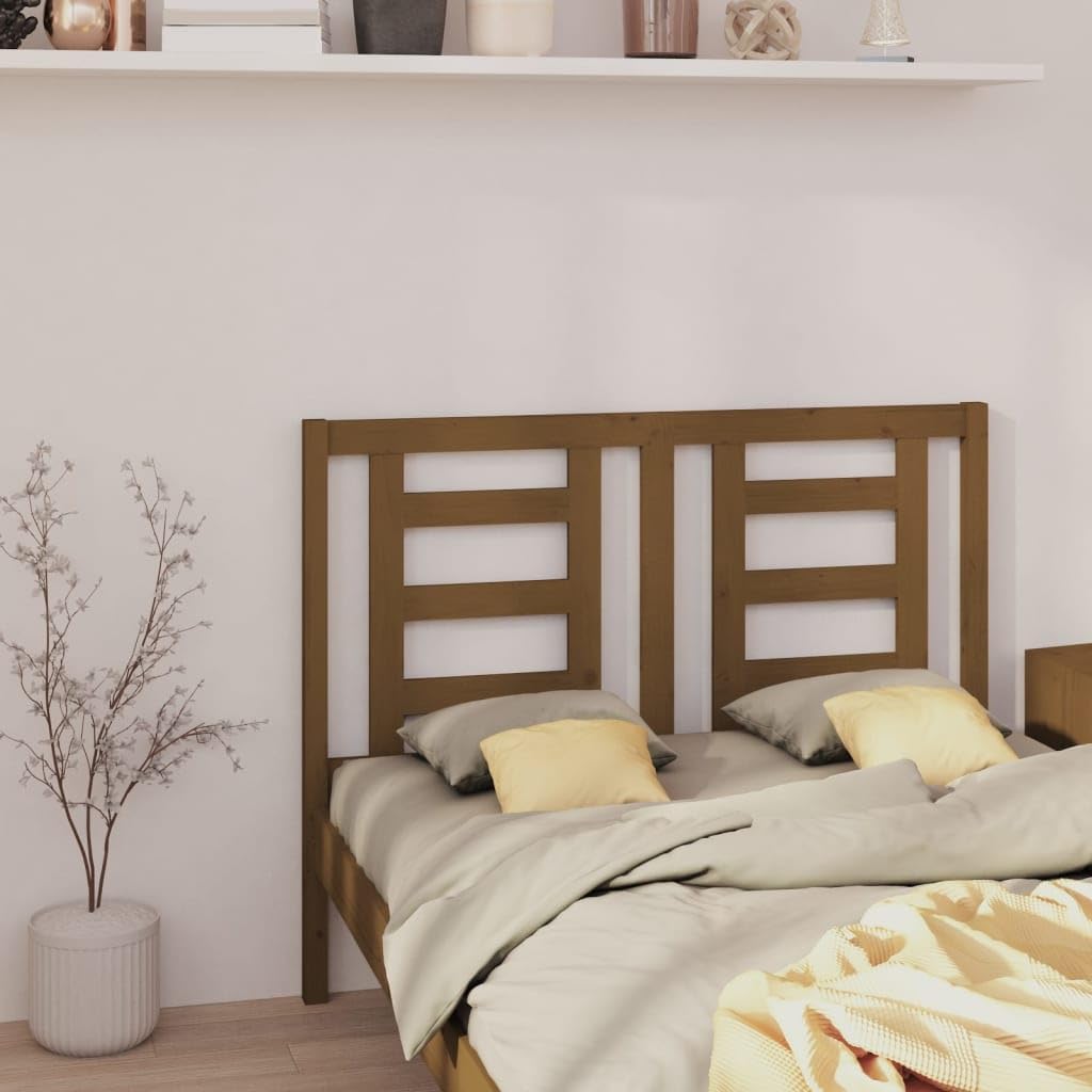 vidaXL Cabecero de Cama Cabezal Dormitorio Estructura Habitación Mobiliario Muebles Decoración Adorno Madera Maciza de Pino Marrón Miel 146x4x100 cm