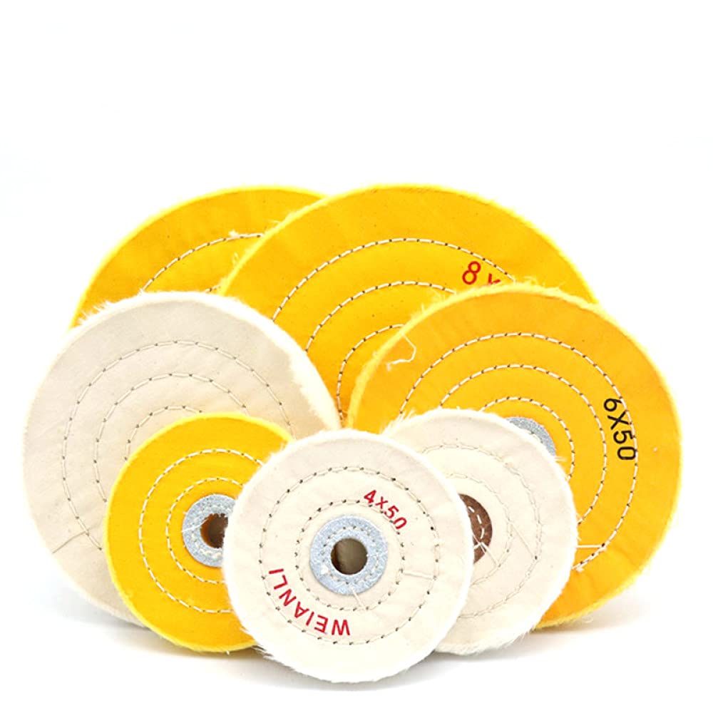 Polierscheiben aus Baumwolle und Stoff | Schleifer for Gold, Silber, Schmuck, Metall, Holz, Polieren, Schleifwerkzeuge(Large hole White,8 inch)