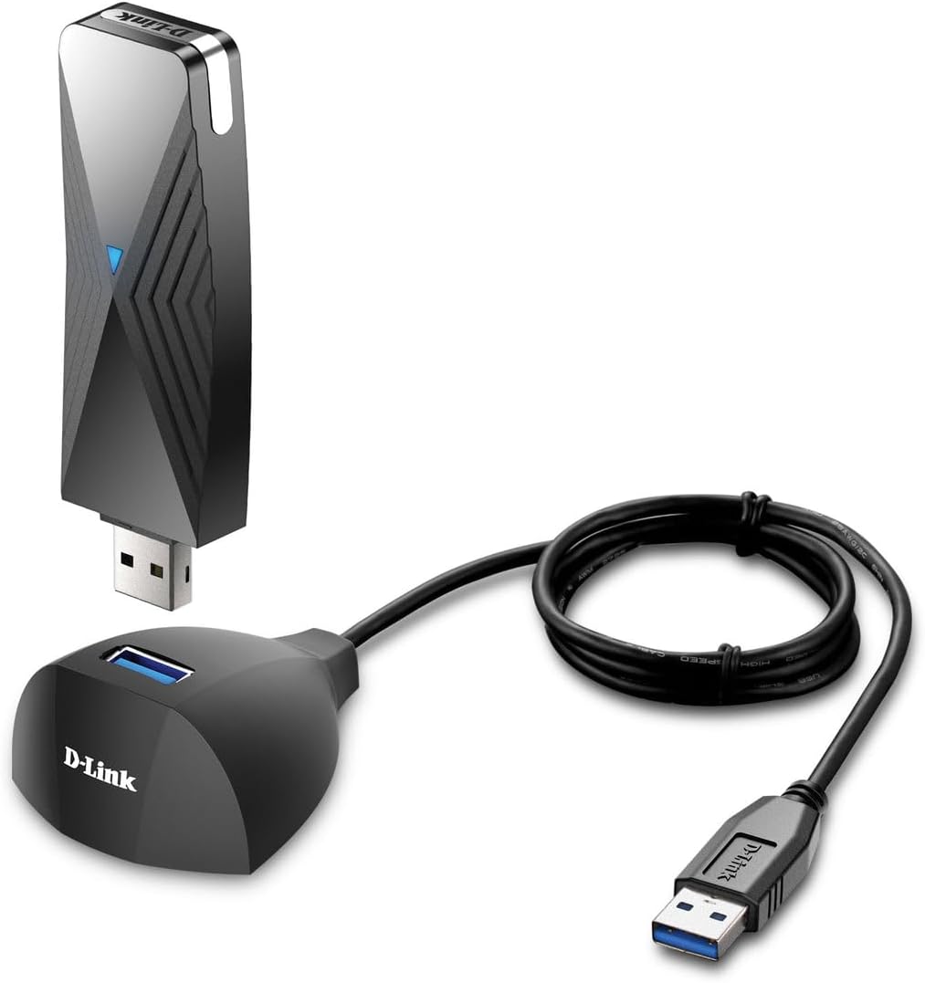 USB WiFi 6 Adapter AX1800 USB 3.0 Dual Band Long Range MU-MIMO Wireless Internet Network for Desktop PC Laptop Windows (DWA-X1850-B1) Black