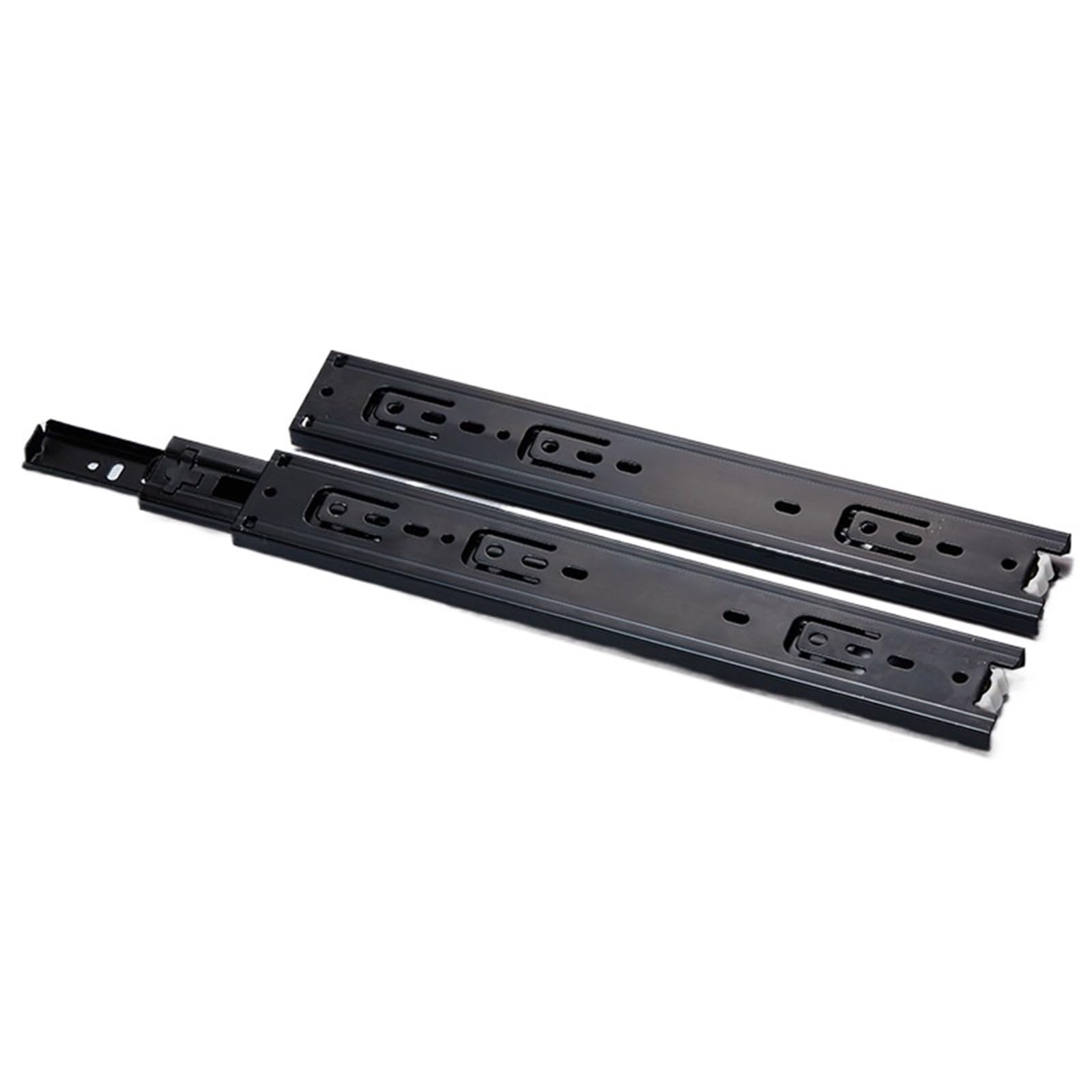 Drawer Slides Drawer Rail Black Cold Rolling Steel 3-Way Drawers Slide Three Section Slides 8 to 22 Inch 3 Way Sliding Tracks(2 pcs 12 Inch)