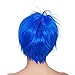 Kalyss Women's Short Blue Wigs with Hair Bangs Bob Cut Anime Cosplay Costume Heat Resistant Synthetic Hairpiece Halloween Wigs for Women