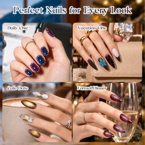 Image of Beetles Gel Nail Polish Set with Cat Eye Colors, Brown Burgundy Green Blue
