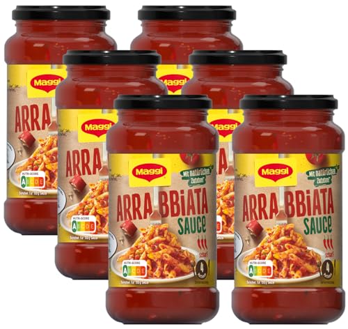 MAGGI Pasta Sauce Arrabbiata Nudelsauce mit natürlichen Zutaten, scharf, 6er Pack (6 x 500g)
