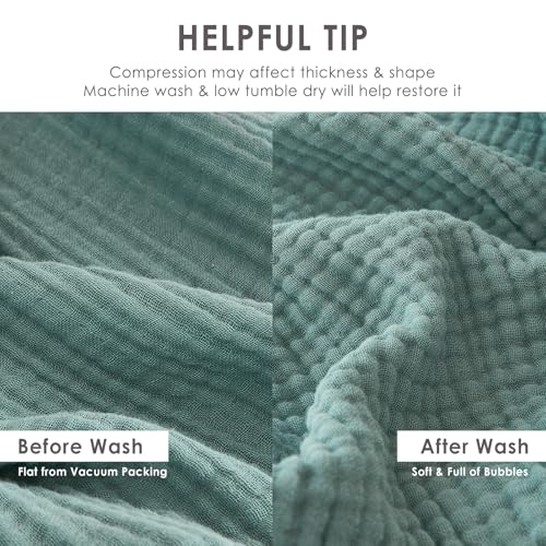 Image of EMME Muslin Blankets for Adults Throw Blanket for Couch Breathable Gauze Soft Lightweight Airy Teal Baby 40 inch x 50 inch