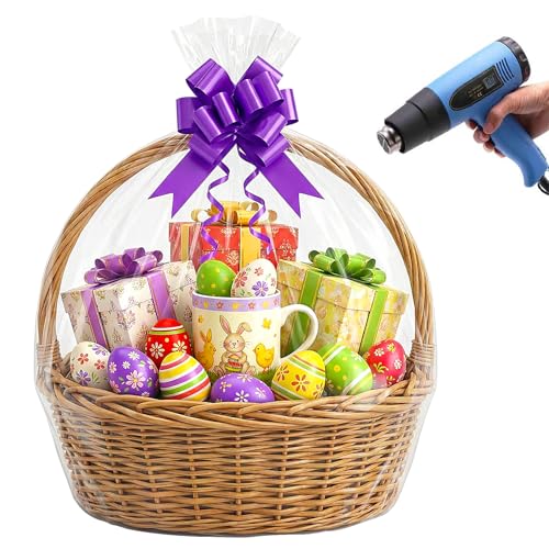 Image of Morepack Large Shrink Wrap Bags for Gift Baskets 30x30 inches 20 Pcs
