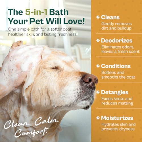 Oatmeal Dog Shampoo and Conditioner for Allergies, Itching and Sensitive Skin - Smelly, Itchy Pet Cleaning Supplies - Puppy Wash, Anti Itch and Dandruff, Organic Formula - Suitable for Cats