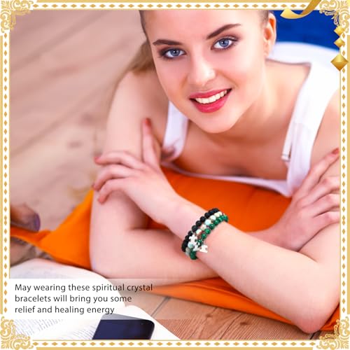 Tondiamo 12 Pcs Staff Appreciation Gifts Thank You Bracelets Cards Bulk Housekeeping Week Appreciation Gifts Natural Stone Bracelets Inspirational Card for Women Staff Teacher4