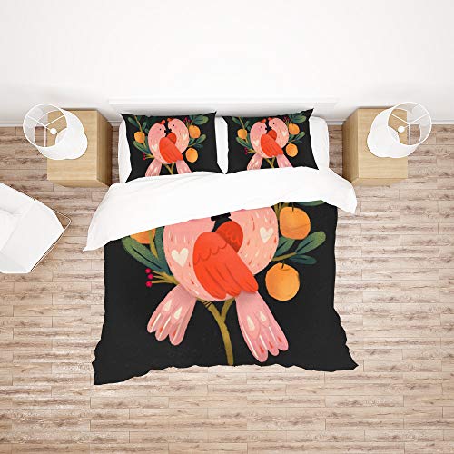 Parure de lit oiseaux roses infroissable en polyester ultra doux - 3
