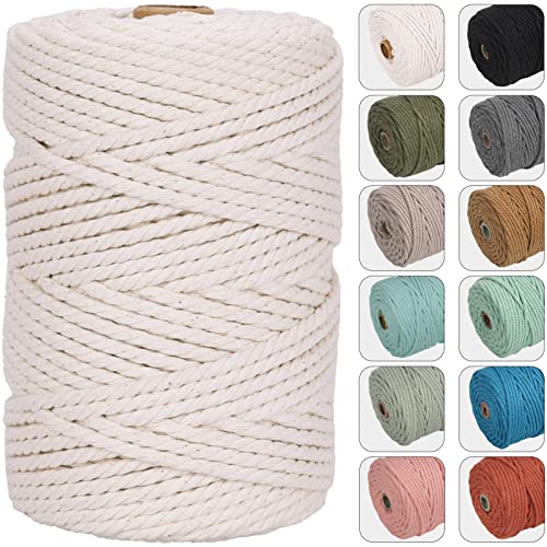 NOANTA 4mm 109yards Macrame Cord Natural Color Cotton Rope for Wall Hanging, Plant Hangers, Crafts, Knitting