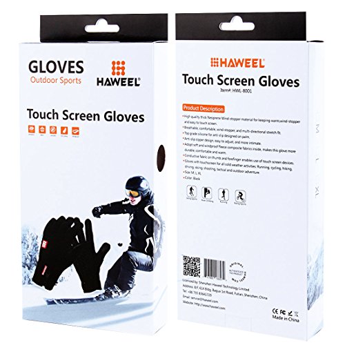 Haweel Full Finger Gloves, Two Fingers Touch Screen Windproof Winter Warm Smartphone Gloves For Outdoor Sports, Hiking, Cycling(Middle Size) #TOP4