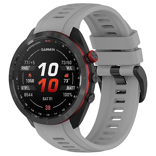 Compatible with Garmin Approach S70 42mm 47mm Watch Band for Women Men, Soft Silicone Replacement Bands Wristbands Accessory Straps Fit for Garmin Approach S70 42mm 47mm (47mm, Gray)