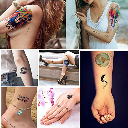 Quichic 160+ Pcs Colorful Life Designs Tattoo Watercolor Sleeve Temporary Tattoos Large Sleeve Tattoo For Kids Women Fake Tattoos Beautiful Tattoo For Girls Party Favors #TOP3