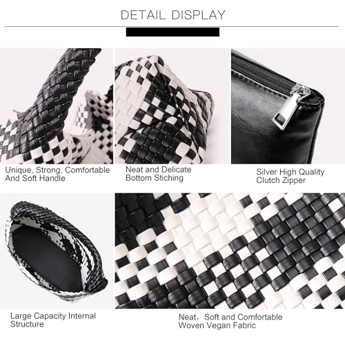 Image of Queenoris Fashion Hobo Bags for Women Top-handle Shoulder Bag Vegan Leather Purses Soft Summer Tote Bag | WOVEN