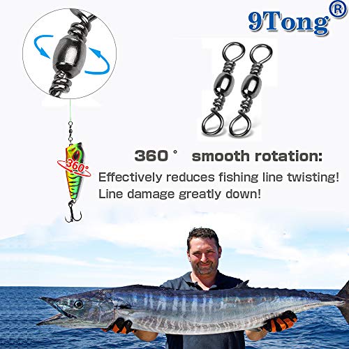 9Tong High Strength Fishing Swivels Barrel Solid Ring Barrel Fishing Swivel Rolling Fishing Tackle Line Connector Saltwater Freshwater Stainless Steel Accessories 100pcs 40lbs - Image 4