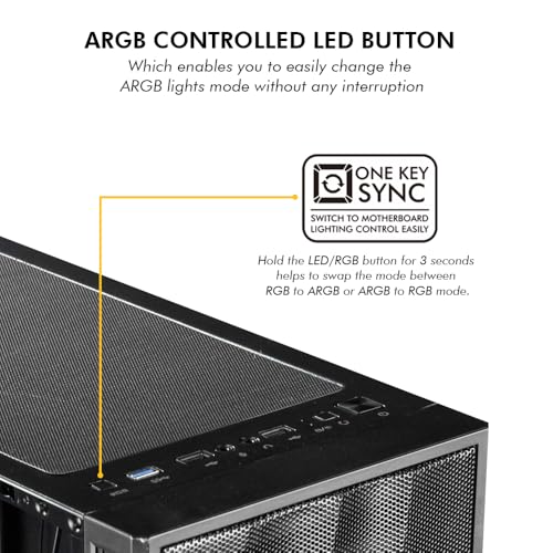 Image of Circle Xtender X1 Mid- Tower Computer Case | Gaming Cabinet - Black| Support ATX, M-ATX, ITX | Pre- Installed 3 x 120mm Front and 1 x 120mm Rear ARGB Mirror Fans