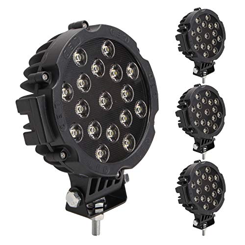 Northpole Light LED Light Bar, 4X 51W Spot LED Light Bar Round Work Light, Black LED Off Road Lights, Driving Fog Light Waterproof with Mounting Bracket for Off-Road, Truck, Car, ATV, SUV