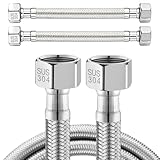 2 Stück Flexschlauch 3/8" ÜWM x 3/8" ÜWM,Flexschlauch Edelstahl 30CM,3/8 Zoll Flexibler Panzerschlauch,Verbindungsschlauch mit Edelstahlumflechtung,Anschlussschlauch für Wasserhahn Eckventil
