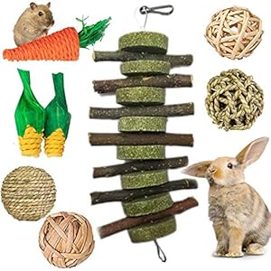 Konijn Hamster Chew Toys, 8PCS Kleine Dier Hamster Chew Toys, Natuurlijke Houten Chew Toys voor Hamster, Bunny Chew Toys voor Tanden, Hamster Chew Toys Natuurlijke voor Cavia’s Hamster Ratten Chinchilla’s